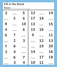 Free Printable Worksheets for Kids - Missing Number Worksheets 1-20