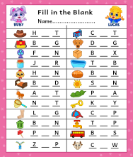 Free Printable Worksheets for Kids - Fill in the Blank Words Worksheets
