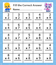 Free Printable Worksheets for Kids | Multiplication Practice Worksheet