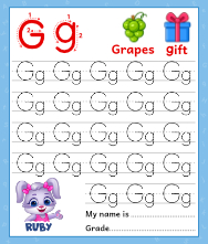 Trace Alphabet Letter Gg Worksheets