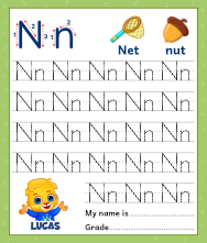 Trace Alphabet Letter Nn Worksheets