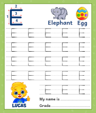 Uppercase Letter E Tracing Worksheets