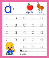 Lowercase Alphabet a Tracing Worksheets | Letter a Trace and Write