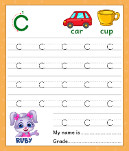 Lowercase Alphabet c Tracing Worksheets | Letter c Trace and Write
