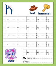 Lowercase Alphabet h Tracing Worksheets | Letter h Trace and Write