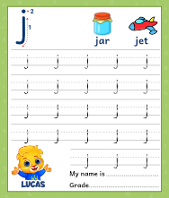 Lowercase Alphabet j Tracing Worksheets | Letter j Trace and Write