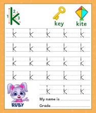 Lowercase Alphabet k Tracing Worksheets | Letter k Trace and Write