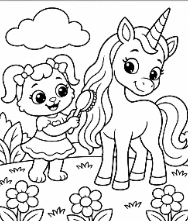 Unicorn Coloring Pages with cute magical unicorn scenes for kids to print, color, and enjoy at home or school.