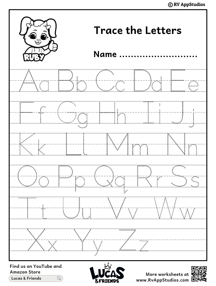 A-Z Alphabet Letter tracing Worksheet - Alphabets Capital Letters Tracing