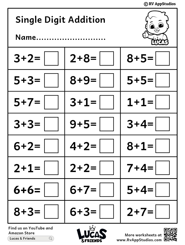 Addition Worksheets Single Digit Addition Worksheets