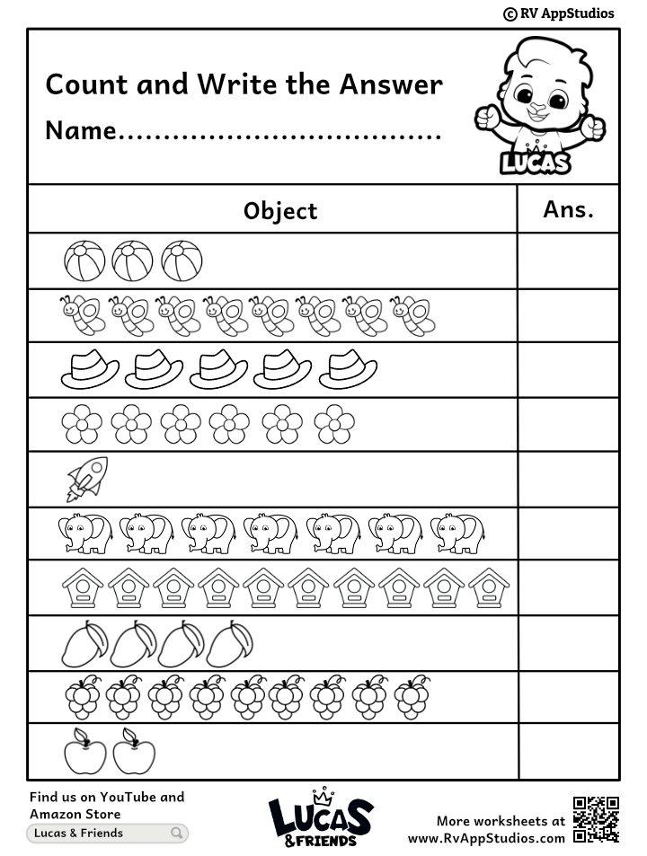 Printable Worksheets Count And Write Worksheets 1 20