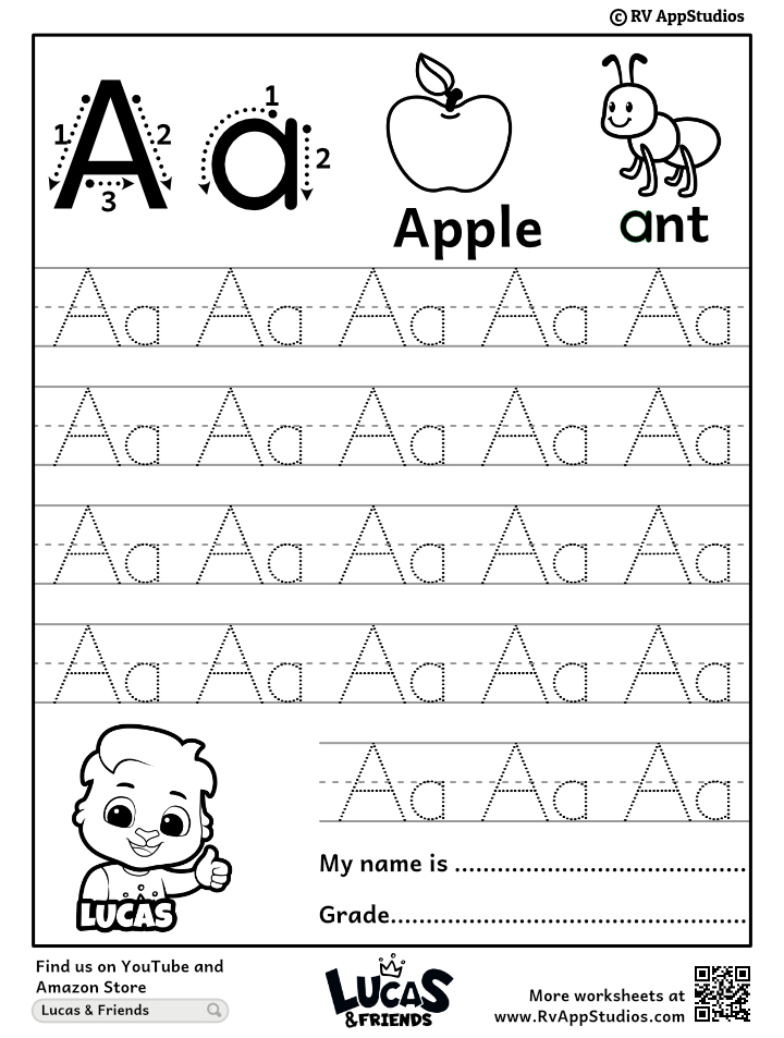 Alphabet Aa Letter | Printable Letter Aa Tracing Worksheets