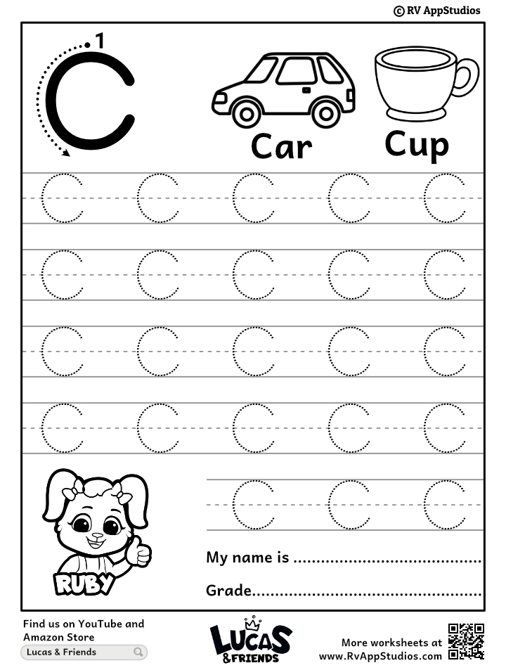 Capital Letter C Tracing Worksheet | Trace Uppercase Letter C