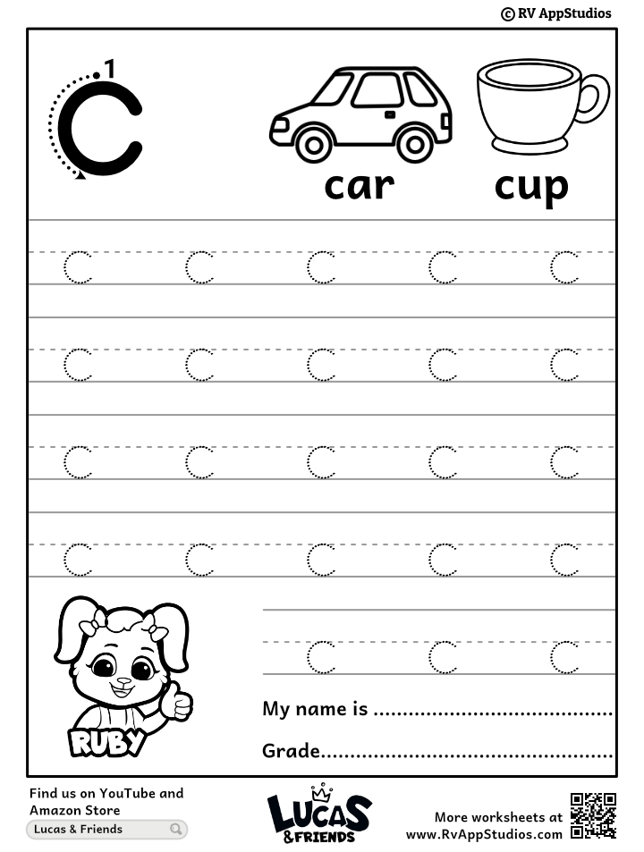 Lowercase Letter c Tracing Worksheets | Trace Small Letter c Worksheet