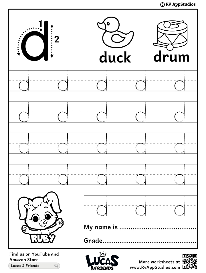 Tracing Letter D Letters Tracing Worksheets A To Z For Preschoolers