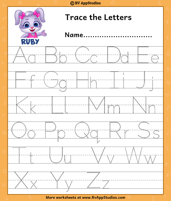 A Z Alphabet Letter Tracing Worksheet Alphabets Capital Letters Tracing