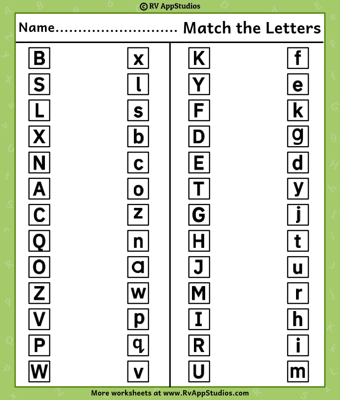 Alphabet Matching Worksheets For Kids