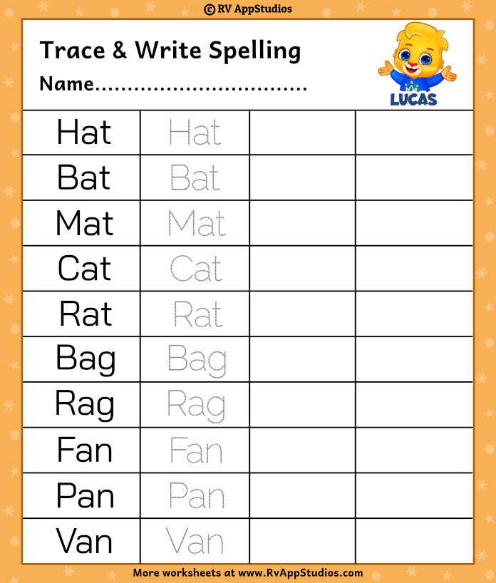 Spelling Worksheets For Kindergarten Free Printable Digital Pdf 