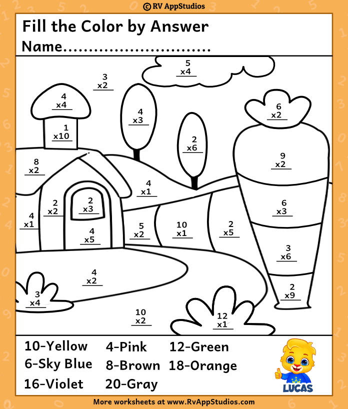number coloring multiplication worksheets worksheet printable