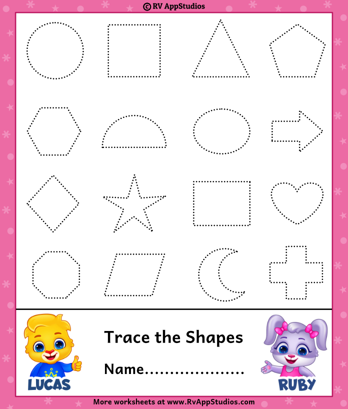 trace the shapes worksheet free printable worksheets for