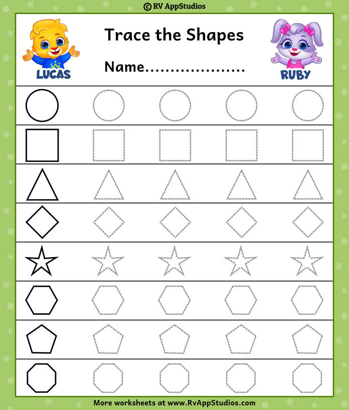 Dotted Shapes to Trace Worksheet - Free Printable ...