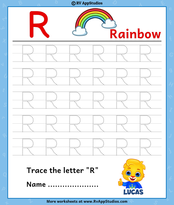 Free Printable Worksheet For Kids Trace Uppercase Letter R