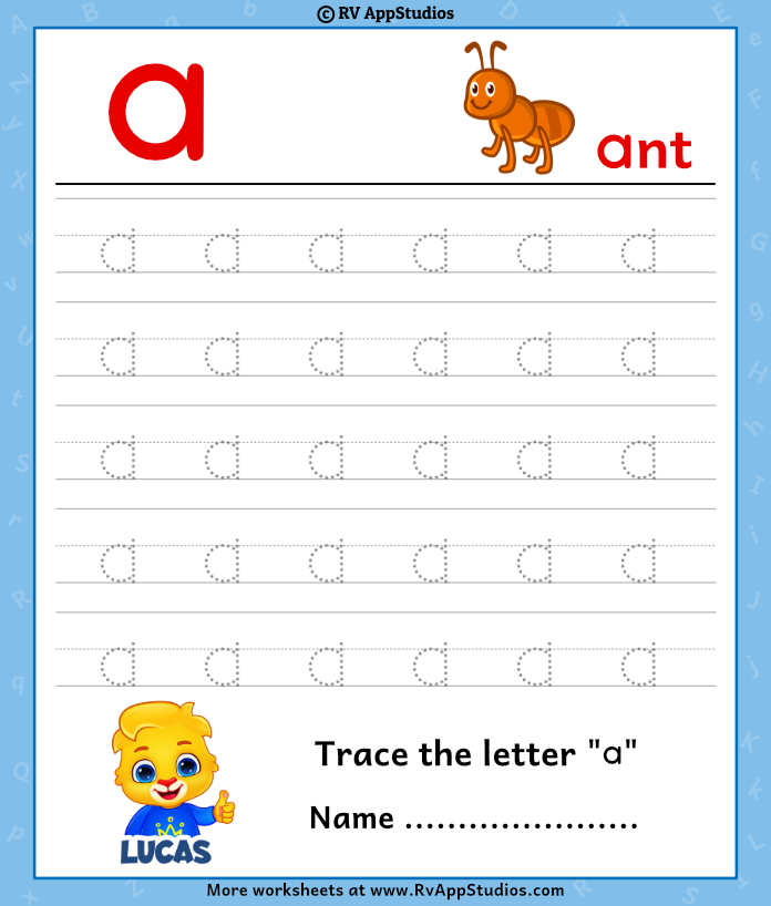 Trace Lowercase Letter 'a' Worksheet for FREE!