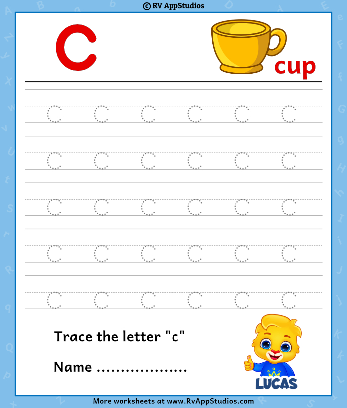 Trace Lowercase Letter 'c' Worksheet for FREE!