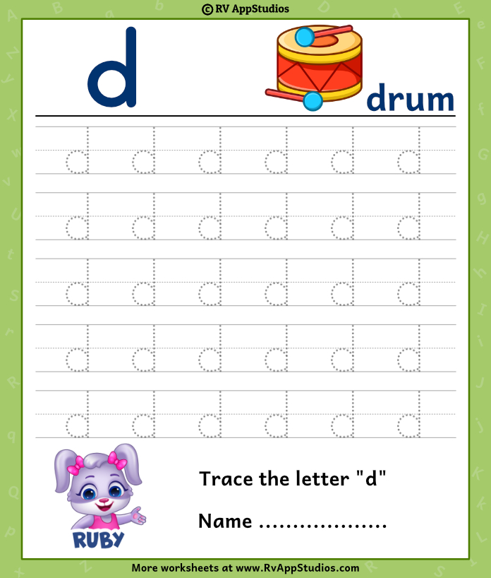Trace Lowercase Letter d Worksheet For FREE 