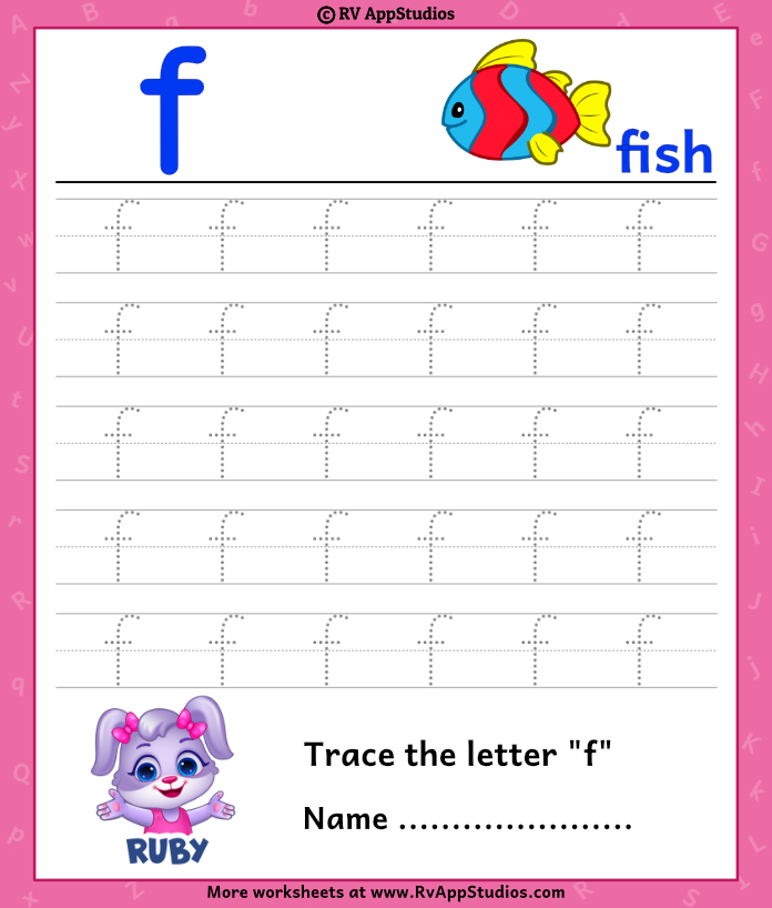 Lowercase Letter F Tracing Worksheets Trace Small Letter F Worksheet Trace Lowercase Letter F 