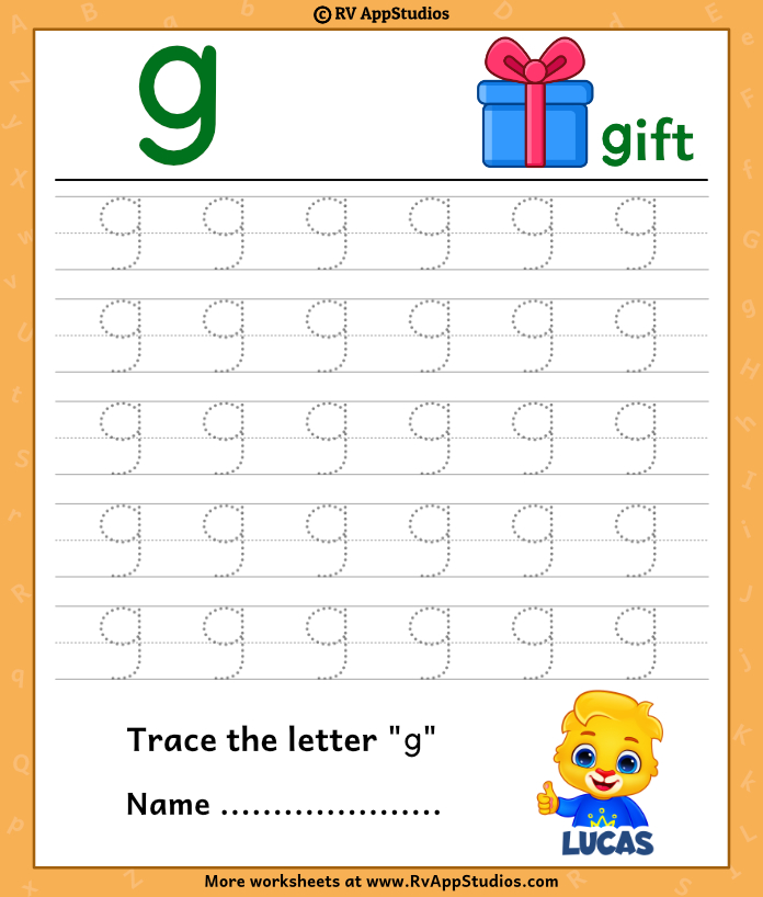 Trace Lowercase Letter g Worksheet For FREE 