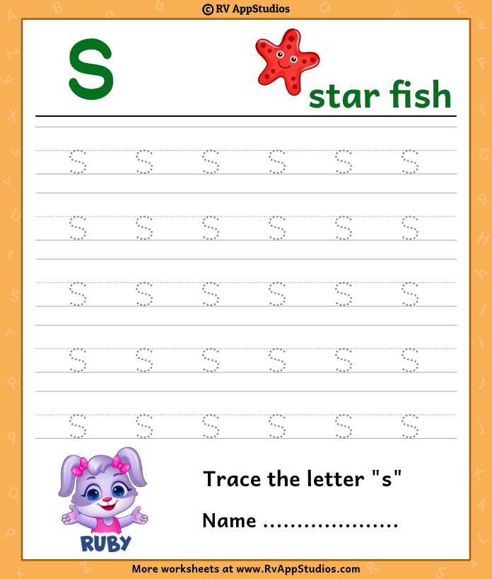 Trace Lowercase Letter s Worksheet For FREE 