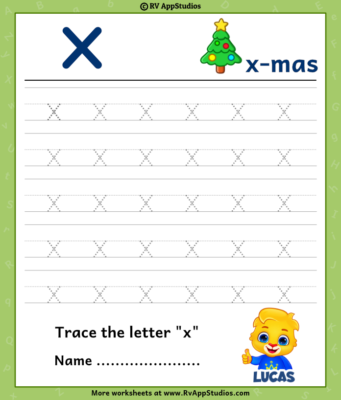 Trace Lowercase Letter x Worksheet For FREE 