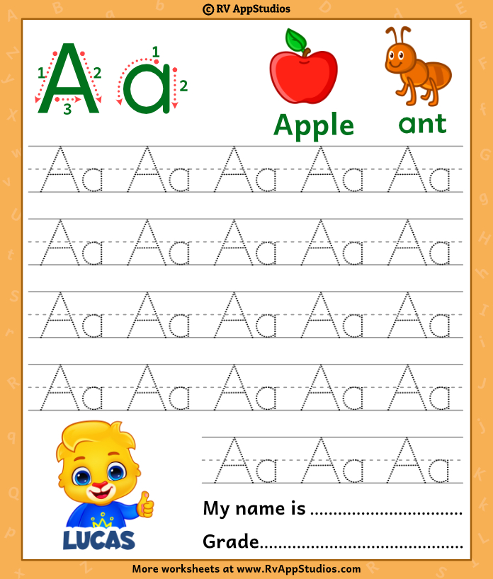 Printable Letter A Tracing Worksheet With Number And Arrow Guides