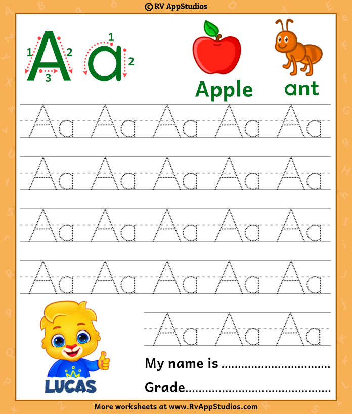 Alphabet Aa Letter Printable Letter Aa Tracing Worksheets