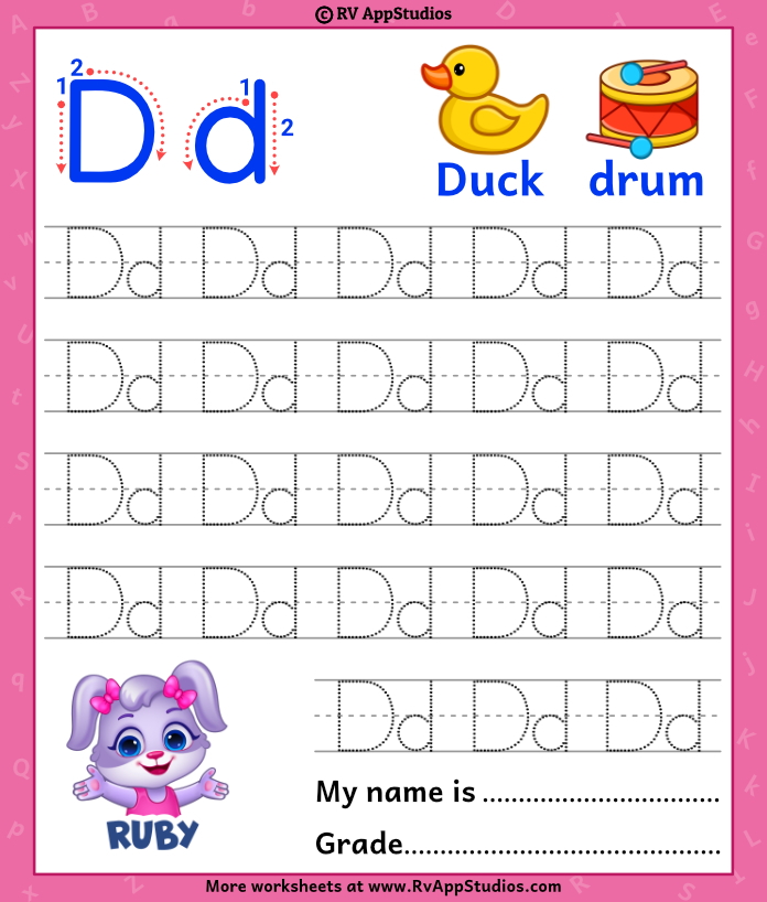 Trace Alphabet Letter Dd Worksheets