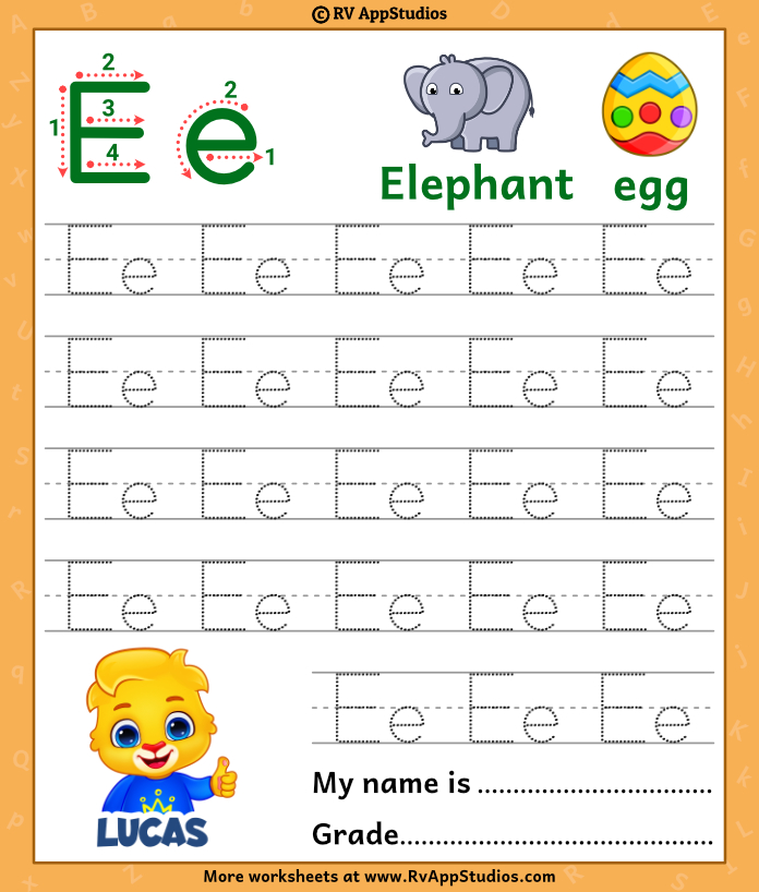 Trace Alphabet Letter Ee Worksheets