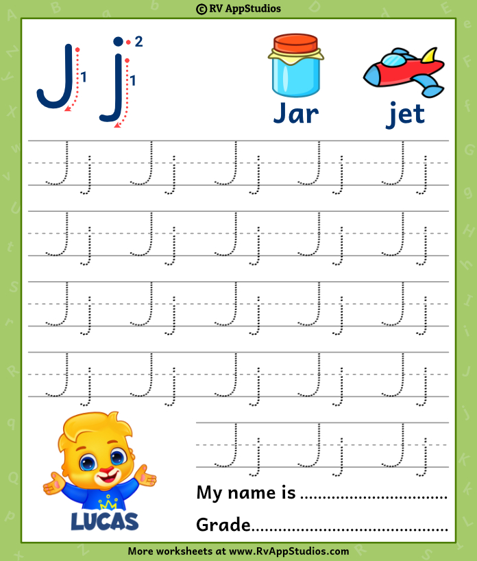 Trace Alphabet Letter Jj Worksheets