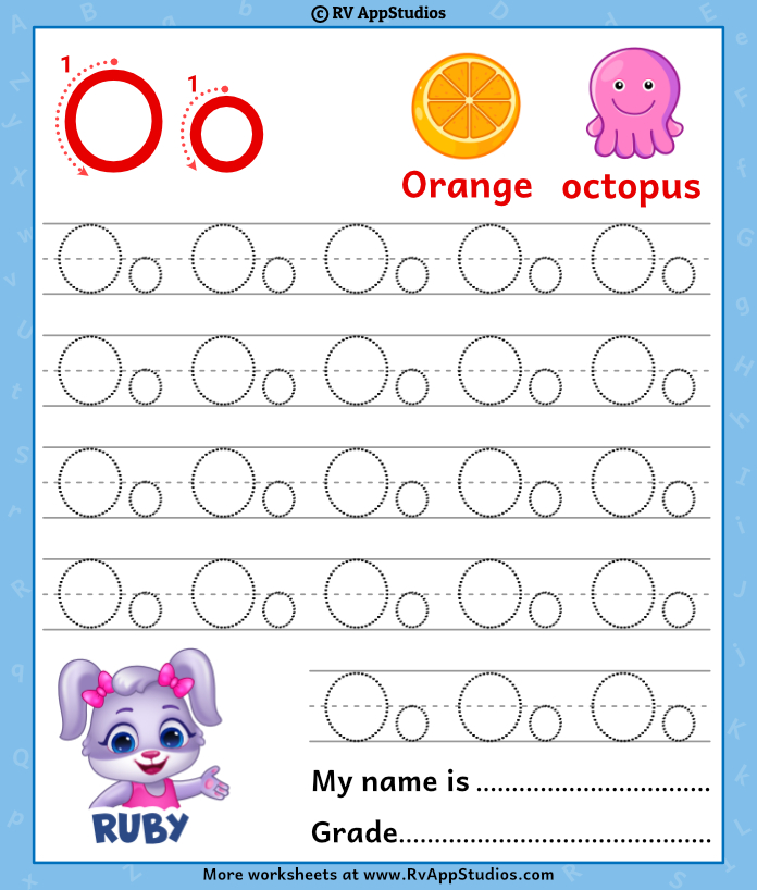 Trace Alphabet Letter Oo Worksheets