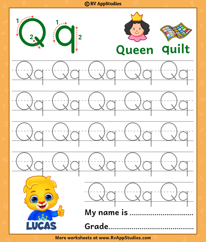 Trace Alphabet Letter Qq Worksheets