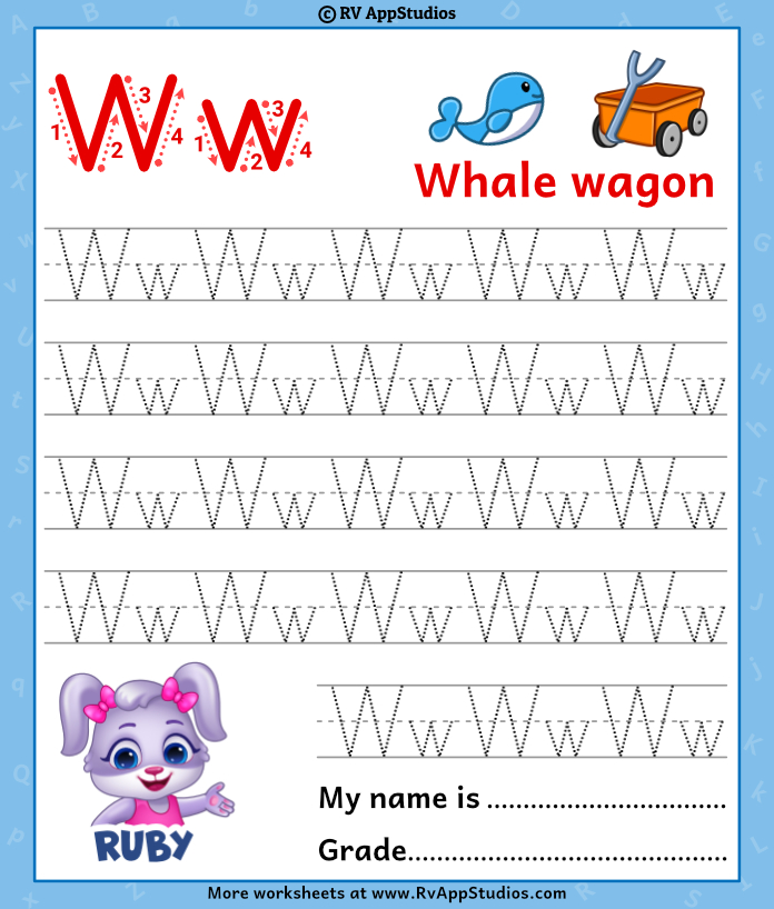 Alphabet Ww Letter Printable Letter Ww Tracing Worksheets