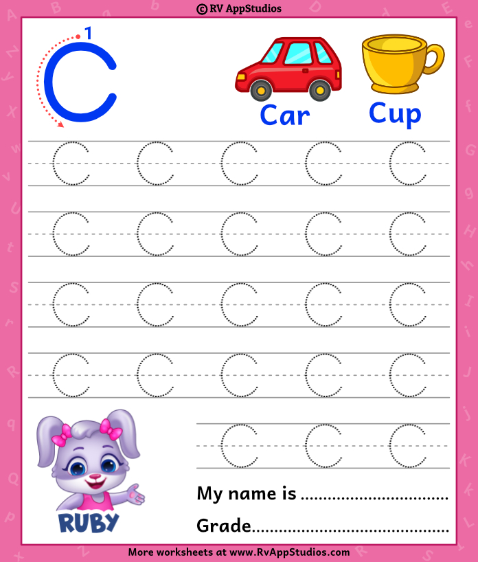 Capital Letter C Tracing Worksheet Trace Uppercase Letter C