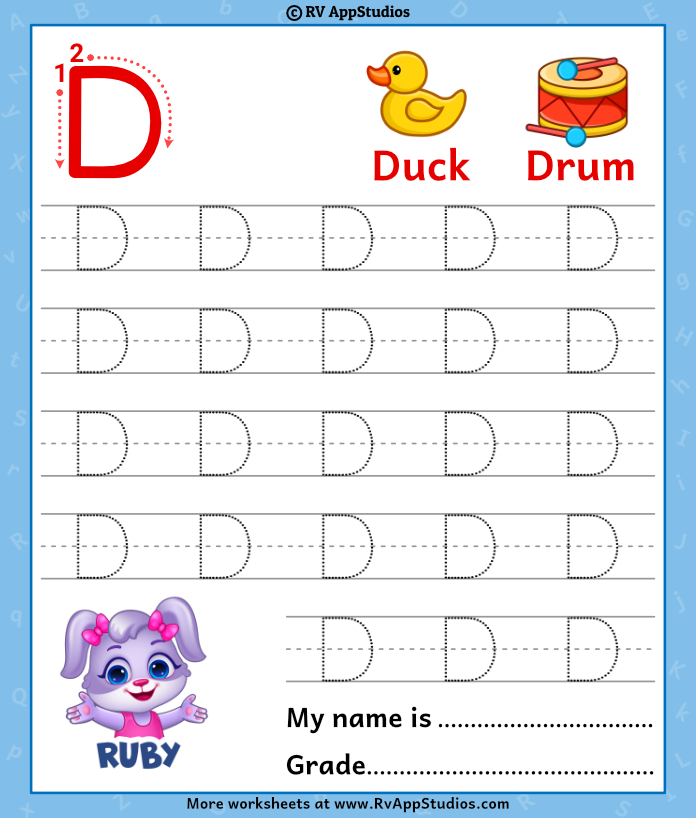 Letter D Alphabet Tracing Worksheets Free Printable Pdf Free Letter D 