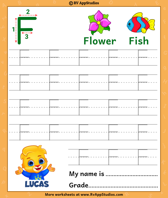 Uppercase Letter F Tracing Worksheets