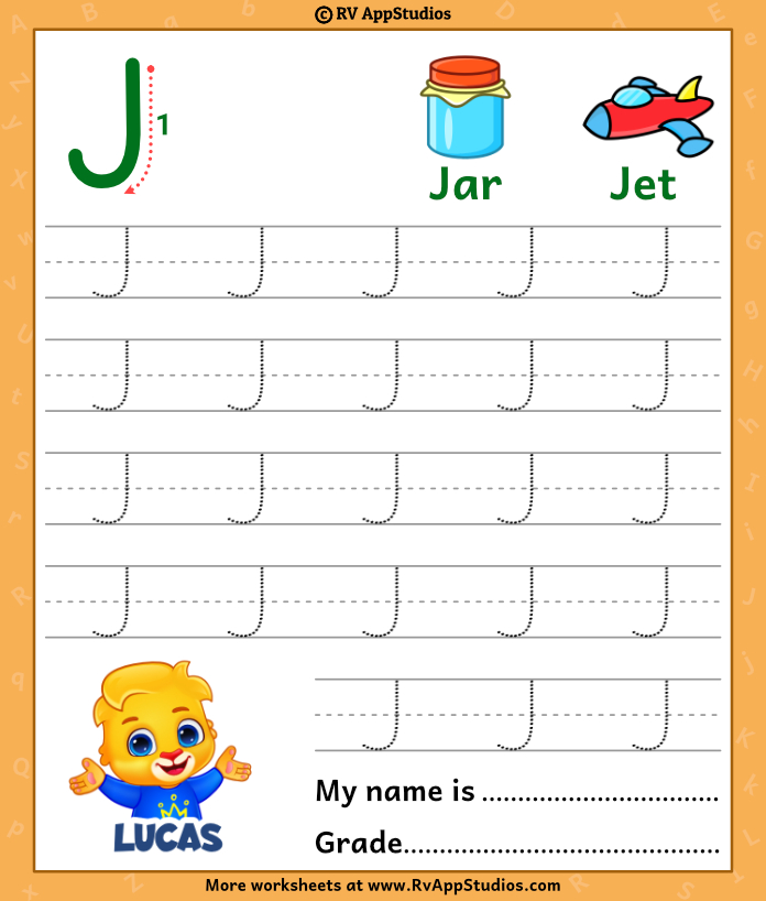 Letter J Tracing Worksheets