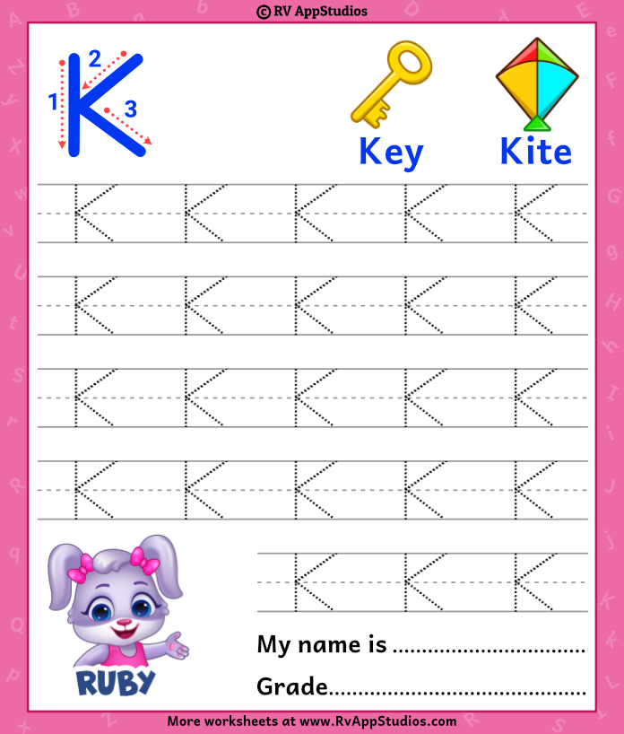 Letter K Writing Practice Worksheet Free Kindergarten English Worksheet For Kids Letter K 
