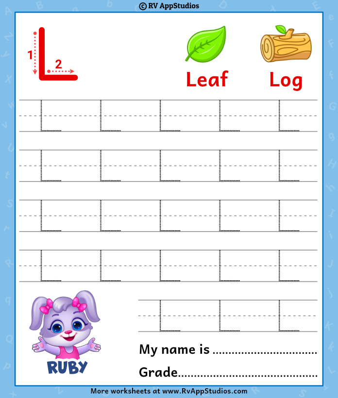 Capital Letter L Tracing Worksheet Trace Uppercase Letter L