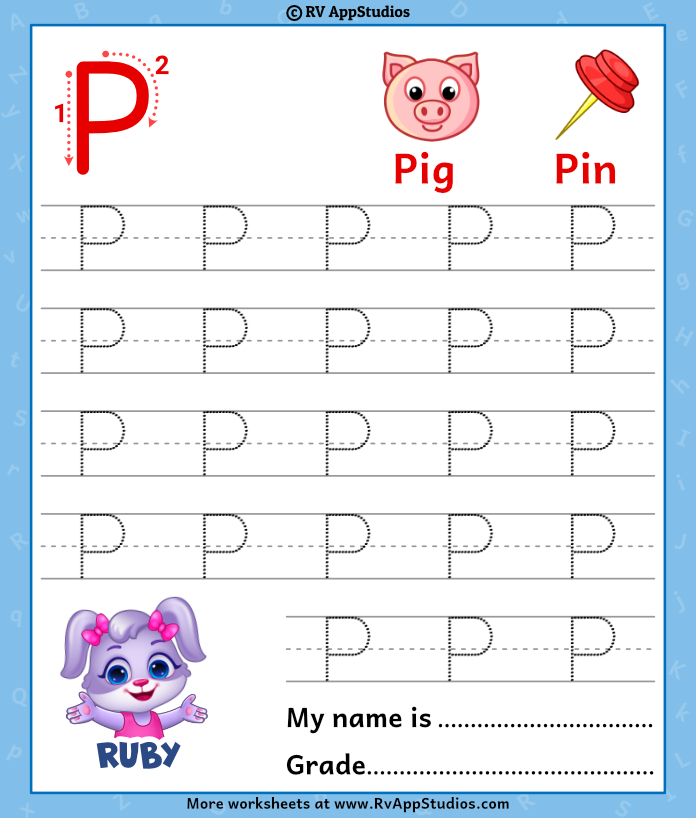 Uppercase Letter P Tracing Worksheets