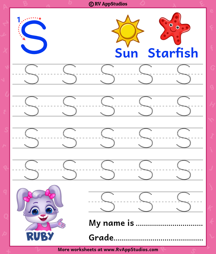 Uppercase Letter S Tracing Worksheets