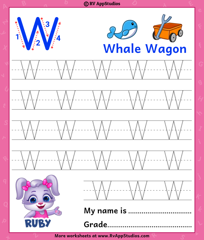 Uppercase Letter W Tracing Worksheets